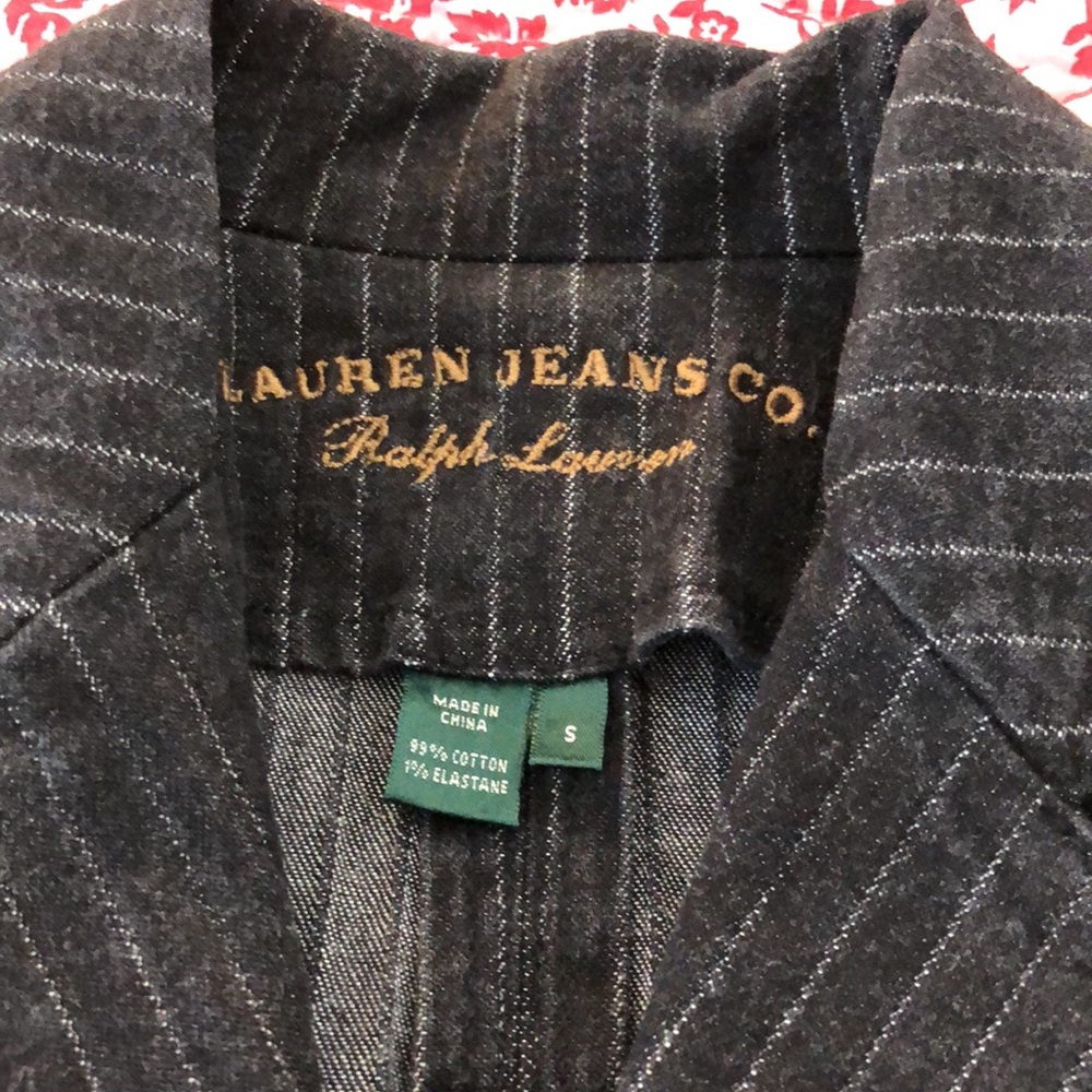 Lauren Ralph Lauren charcoal grey pinstriped denim pant suit,excellent condition - Picture 3 of 5